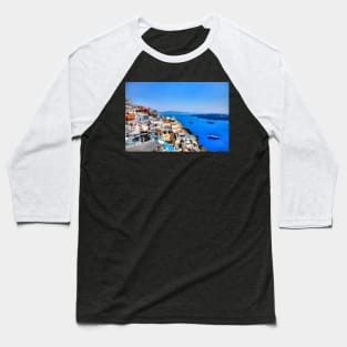 Santorini Caldera And Cruise Ships Baseball T-Shirt